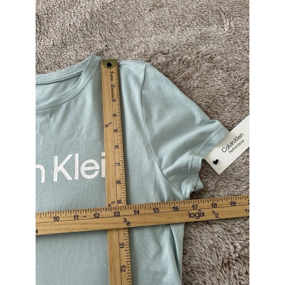 Calvin Klein Performance Women's Logo T-Shirt Blue Surf Short Sleeve New - Picture 9 of 15